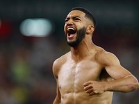 Foto: Pemain Maroko Ismael Saibari merayakan keberhasilannya mencetak gol penentu kemenangan dalam adu penalti yang memastikan Maroko lolos ke babak 16 besar Piala Dunia FIFA 2026 di Estadio Monterrey, Monterrey, Meksiko, Senin (29/6/2026). (REUTERS/