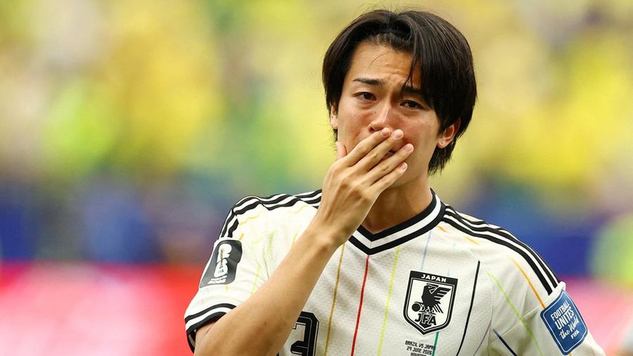 Keito Nakamura tampak kecewa usai pertandingan babak 32 besar Piala Dunia FIFA 2026 antara Brasil dan Jepang di Houston Stadium, Houston, Texas, Amerika Serikat, Senin (29/6/2026).