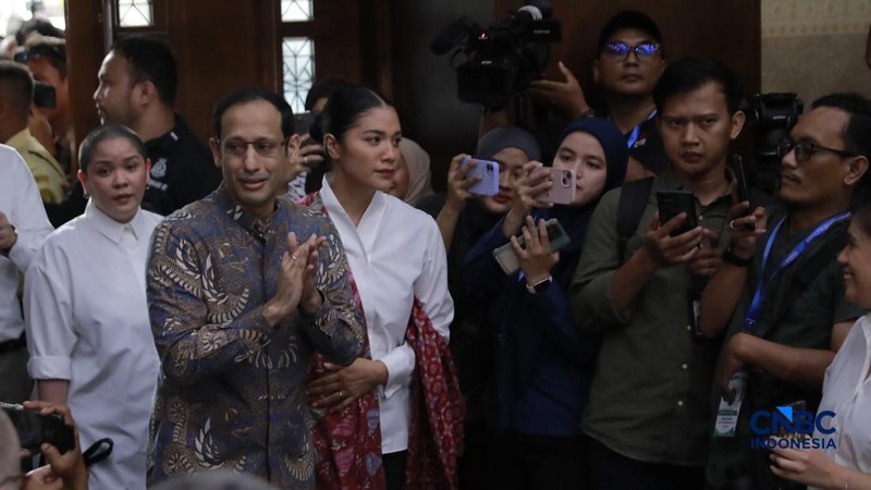 Terdakwa kasus dugaan korupsi pengadaan Chromebook dan Chrome Device Management (CDM) dalam program digitalisasi pendidikan di Kemendikbudristek Nadiem Makarim tiba di Pengadilan Tipikor Jakarta Pusat, Selasa, (29/6/2026). (CNBC Indonesia/Muhammad Sa