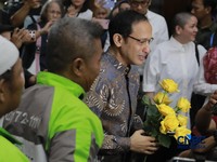 Terdakwa kasus dugaan korupsi pengadaan Chromebook dan Chrome Device Management (CDM) dalam program digitalisasi pendidikan di Kemendikbudristek Nadiem Makarim tiba di Pengadilan Tipikor Jakarta Pusat, Selasa, (29/6/2026). (CNBC Indonesia/Muhammad Sa