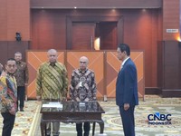 Menteri Keuangan (Menkeu) Purbaya Yudhi Sadewa melantik tiga Direktur Jenderal baru pada Rabu (1/7/2026). (CNBC Indonesia/Robertus Andrianto)