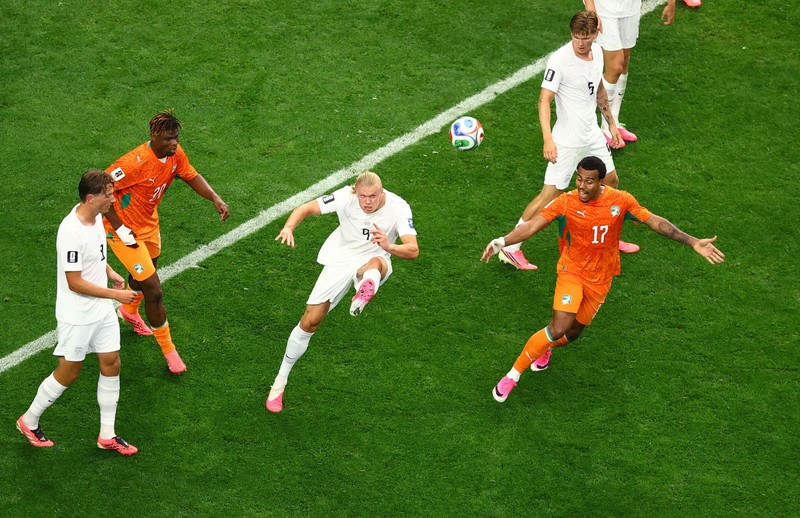 Norwegia mengalahkan Pantai Gading dengan skor 2-1 dalam babak 32 besar Piala Dunia 2026 di Stadion Dallas, Texas, Amerika Serikat, Rabu (1/7) dini hari WIB. (MAGN IMAGES via Reuters/Tim Heitman)