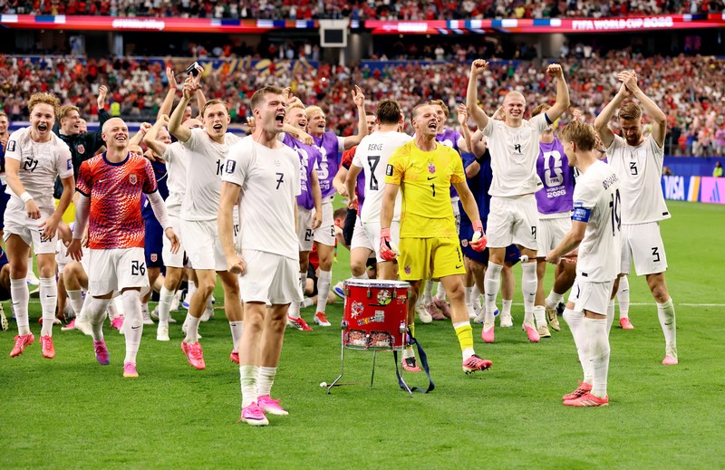 Norwegia mengalahkan Pantai Gading dengan skor 2-1 dalam babak 32 besar Piala Dunia 2026 di Stadion Dallas, Texas, Amerika Serikat, Rabu (1/7) dini hari WIB. (MAGN IMAGES via Reuters/Tim Heitman)