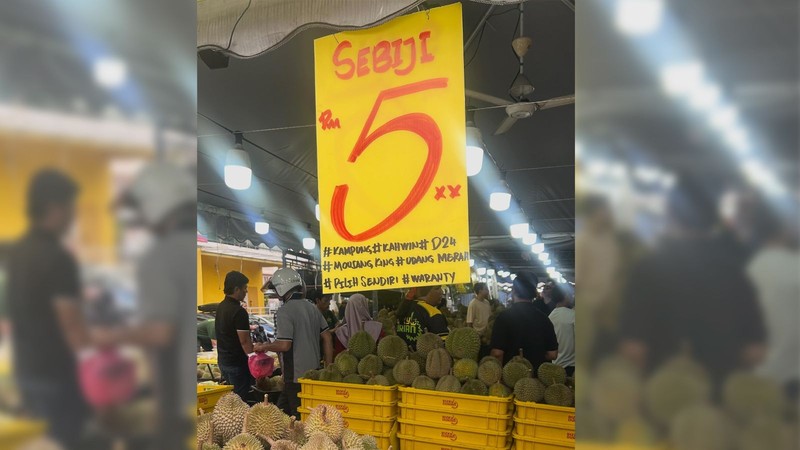 Penjualan durian di Malaysia. (Threads/elitafn)
