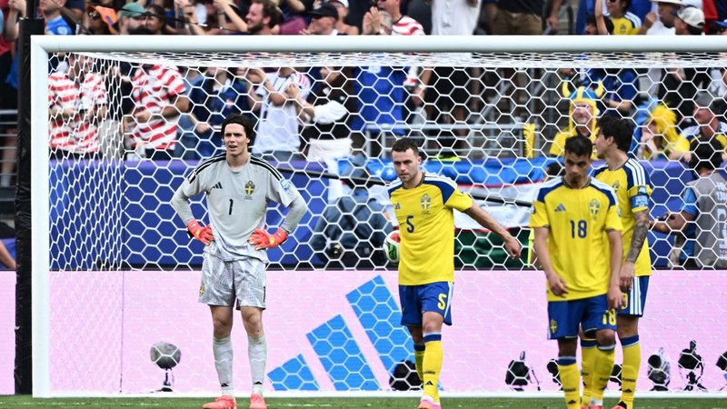 Prancis lolos ke babak 16 besar Piala Dunia 2026 usai menghajar Swedia dengan skor 3-0 di Stadion New York New Jersey, Selasa (30/6) atau Rabu (1/7) WIB. (REUTERS/Dylan Martinez)