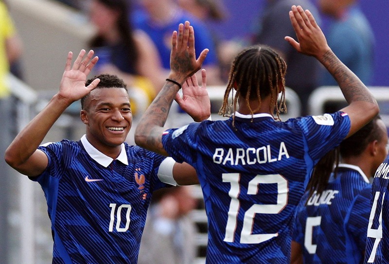 Prancis lolos ke babak 16 besar Piala Dunia 2026 usai menghajar Swedia dengan skor 3-0 di Stadion New York New Jersey, Selasa (30/6) atau Rabu (1/7) WIB. (IMAGN IMAGES via Reuters/Vincent Carchietta)