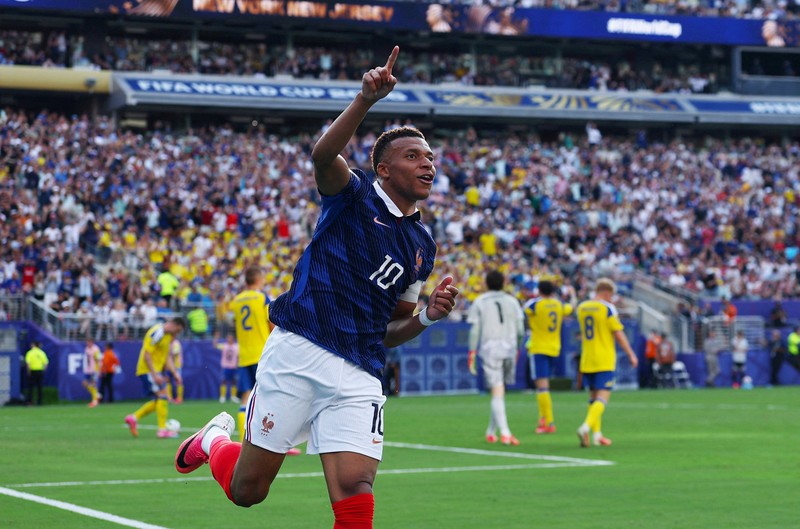 Prancis lolos ke babak 16 besar Piala Dunia 2026 usai menghajar Swedia dengan skor 3-0 di Stadion New York New Jersey, Selasa (30/6) atau Rabu (1/7) WIB. (IMAGN IMAGES via Reuters/Vincent Carchietta)