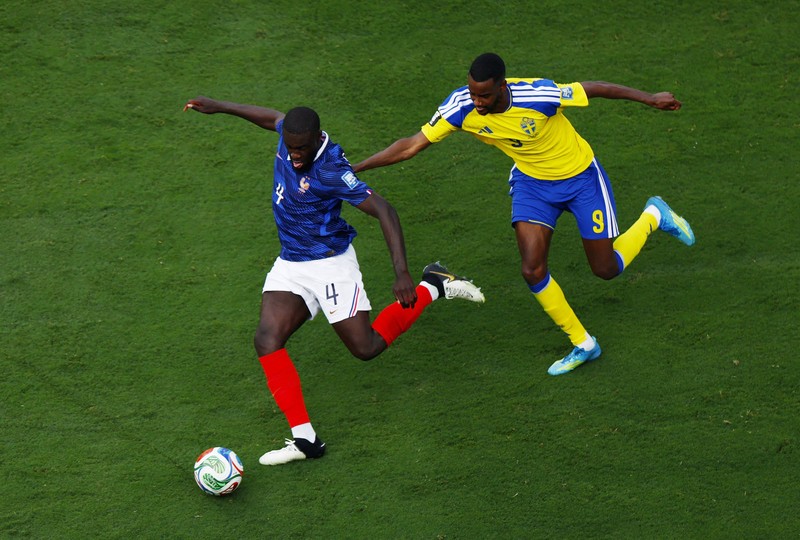 Prancis lolos ke babak 16 besar Piala Dunia 2026 usai menghajar Swedia dengan skor 3-0 di Stadion New York New Jersey, Selasa (30/6) atau Rabu (1/7) WIB. (IMAGN IMAGES via Reuters/Vincent Carchietta)