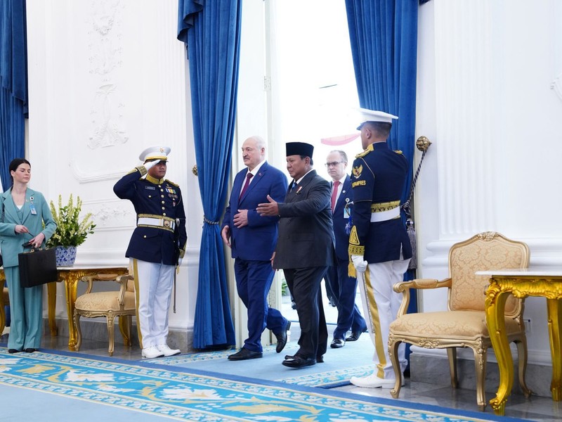Presiden Republik Indonesia Prabowo Subianto menerima kunjungan kenegaraan Presiden Republik Belarus Aleksandr Lukashenko di Istana Merdeka, Jakarta, Rabu (2/7/2026). (Dok. BPMI Sekretariat Presiden)