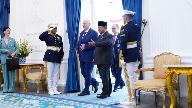 Presiden Republik Indonesia Prabowo Subianto menerima kunjungan kenegaraan Presiden Republik Belarus Aleksandr Lukashenko di Istana Merdeka, Jakarta, Rabu (2/7/2026).