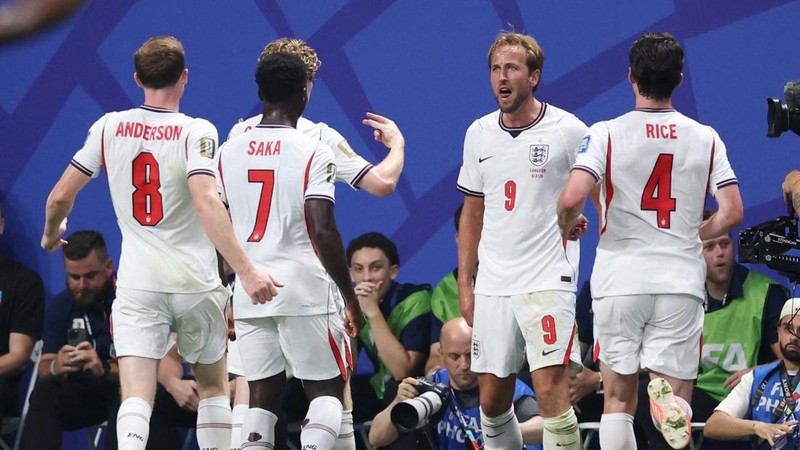 Tim nasional Inggris sukses melaju ke babak 16 besar Piala Dunia 2026 setelah menumbangkan Republik Demokratik Kongo dengan skor 2-1 dalam laga babak 32 besar di Stadion Mercedes-Benz, Atlanta, Amerika Serikat, pada Rabu (1/7/2026) waktu setempat. (IMAGN IMAGES via Reuters/BRETT DAVIS)
