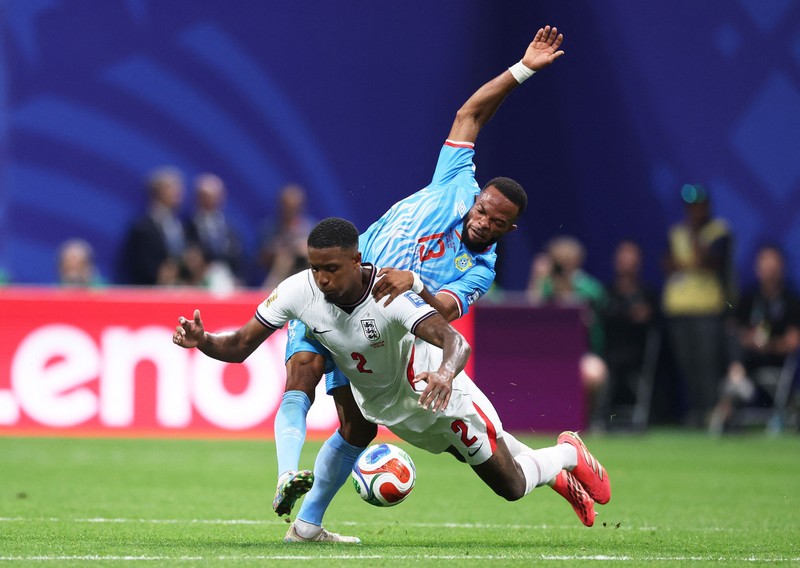 Tim nasional Inggris sukses melaju ke babak 16 besar Piala Dunia 2026 setelah menumbangkan Republik Demokratik Kongo dengan skor 2-1 dalam laga babak 32 besar di Stadion Mercedes-Benz, Atlanta, Amerika Serikat, pada Rabu (1/7/2026) waktu setempat. (IMAGN IMAGES via Reuters/BRETT DAVIS)