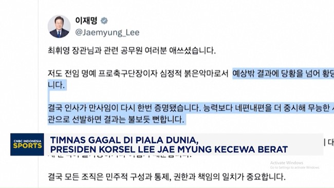 Timnas Gagal di Piala Dunia, Presiden Korsel Lee Jae Myung Kecewa