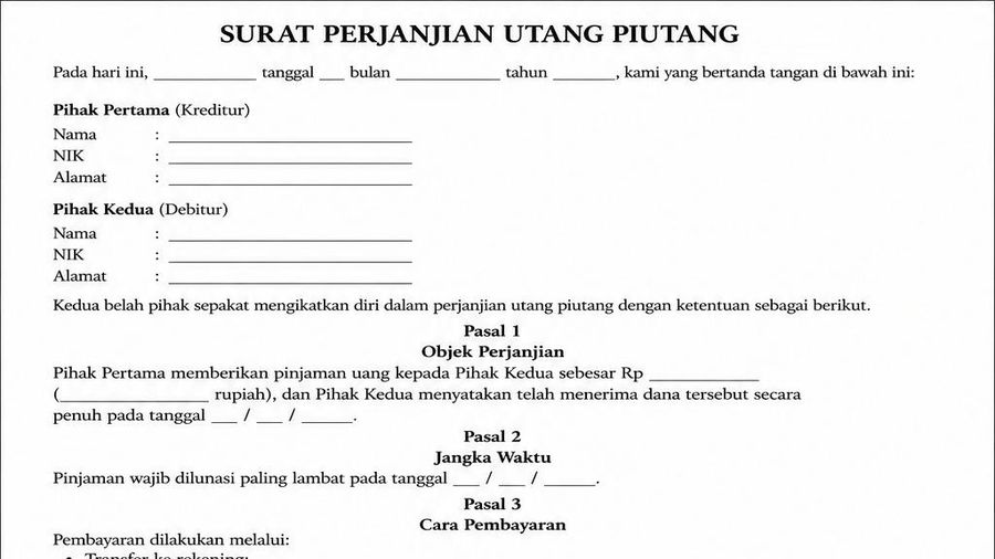 Cara Membuat Surat Perjanjian Utang Piutang yang Sah Beserta Contohnya