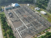Tampak udara Gardu Induk 150 kilovolt (kV) Margakarya di Karawang International Industrial City (KIIC), Jawa Barat yang melayani suplai listrik ke industri data center di kawasan tersebut. Dengan listrik yang andal, PLN menciptakan multiplier effect