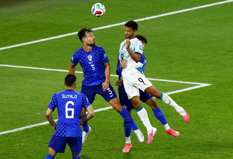 Timnas Portugal memastikan diri melaju ke babak 16 besar Piala Dunia 2026 usai menyingkirkan Kroasia dengan skor 2-1 di Toronto Stadium, Jumat (3/7/2026) pagi WIB. (REUTERS/Dylan Martinez)