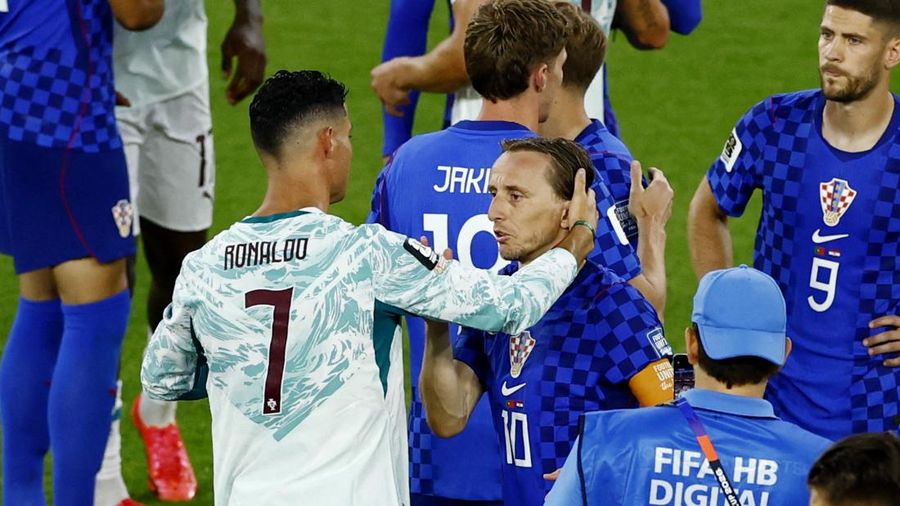 Timnas Portugal memastikan diri melaju ke babak 16 besar Piala Dunia 2026 usai menyingkirkan Kroasia dengan skor 2-1 di Toronto Stadium, Jumat (3/7/2026) pagi WIB. (REUTERS/Jeenah Moon)