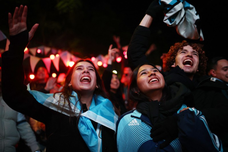 Soccer Football - FIFA World Cup 2026 - Round of 32 - Argentina v Cape Verde - Miami Stadium, Miami Gardens, Florida, U.S. - July 3, 2026 Argentina's Lionel Messi celebrates scoring their first goal with teammates REUTERS/Amanda Perobelli