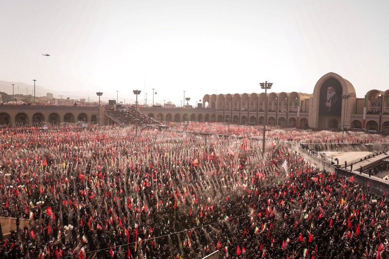 Mourners attend a prayer during a public farewell ceremony to pay their respects to late Supreme Leader Ayatollah Ali Khamenei, who was killed on February 28 in Israeli and U.S. airstrikes, at the Imam Khomeini Grand Mosalla, in Tehran, Iran, July 5, 2026. Office of the Iranian Supreme Leader/WANA (West Asia News Agency) via REUTERS  ATTENTION EDITORS - THIS PICTURE WAS PROVIDED BY A THIRD PARTY. ISRAEL OUT. NO COMMERCIAL OR EDITORIAL SALES IN ISRAEL. NO ACCESS FOR ISRAELI MEDIA. NO USE BBC PERSIAN. NO USE VOA PERSIAN. NO USE MANOTO. NO USE IRAN INTERNATIONAL. NO USE RADIO FARDA. DIGITAL: NO USE BBC PERSIAN. NO USE VOA PERSIAN. NO USE MANOTO. NO USE IRAN INTERNATIONAL. NO USE RADIO FARDA.