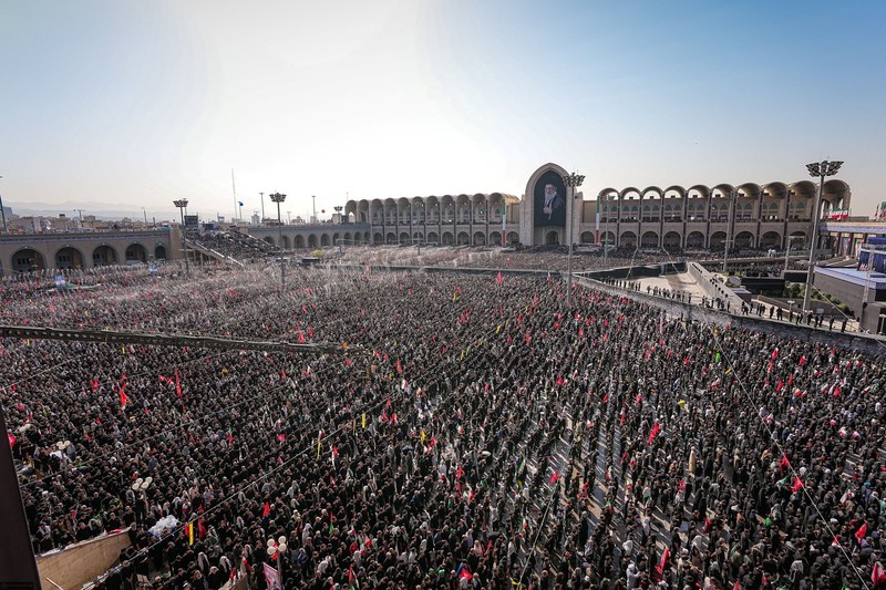 Mourners attend a prayer during a public farewell ceremony to pay their respects to late Supreme Leader Ayatollah Ali Khamenei, who was killed on February 28 in Israeli and U.S. airstrikes, at the Imam Khomeini Grand Mosalla, in Tehran, Iran, July 5, 2026. Office of the Iranian Supreme Leader/WANA (West Asia News Agency) via REUTERS  ATTENTION EDITORS - THIS PICTURE WAS PROVIDED BY A THIRD PARTY. ISRAEL OUT. NO COMMERCIAL OR EDITORIAL SALES IN ISRAEL. NO ACCESS FOR ISRAELI MEDIA. NO USE BBC PERSIAN. NO USE VOA PERSIAN. NO USE MANOTO. NO USE IRAN INTERNATIONAL. NO USE RADIO FARDA. DIGITAL: NO USE BBC PERSIAN. NO USE VOA PERSIAN. NO USE MANOTO. NO USE IRAN INTERNATIONAL. NO USE RADIO FARDA.