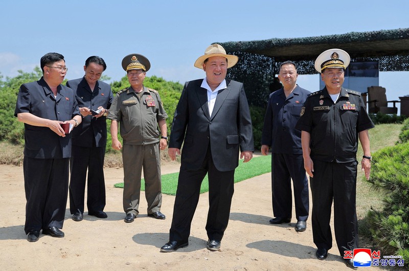 North Korean leader Kim Jong Un observes an assessment of the newly built naval destroyer Kang Kon's combat systems, including the test firing of a strategic cruise missile, at an unknown location in North Korea, July 3, 2026, in this picture released July 5, 2026 by North Korea's official Korean Central News Agency. KCNA via REUTERS    ATTENTION EDITORS - THIS IMAGE WAS PROVIDED BY A THIRD PARTY. REUTERS IS UNABLE TO INDEPENDENTLY VERIFY THIS IMAGE. NO THIRD PARTY SALES. SOUTH KOREA OUT. NO COMMERCIAL OR EDITORIAL SALES IN SOUTH KOREA.     TPX IMAGES OF THE DAY