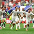 Soccer Football - FIFA World Cup 2026 - Round of 16 - Canada v Morocco - Houston Stadium, Houston, Texas, U.S. - July 4, 2026 Morocco's Achraf Hakimi, Brahim Diaz and Neil El Aynaoui celebrate after the match REUTERS/Hannah Mckay