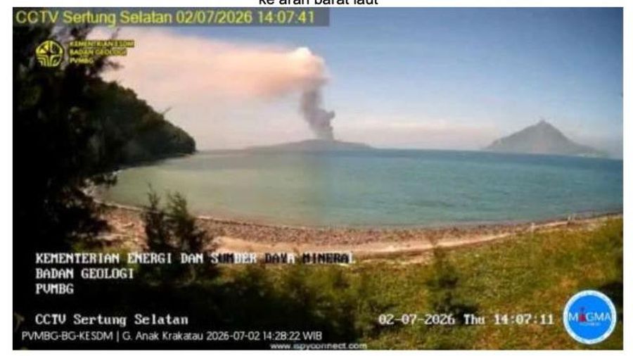 Aktivitas Gunung api Anak Krakatau Provinsi Lampung  dari Level II (Waspada) menjadi Level III (Siaga) Tanggal 2 Juli 2026 Pukul  16.30 WIB. (Dok. Badan Geologi, Kementerian ESDM)