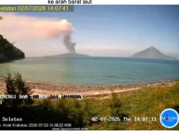 Aktivitas Gunung api Anak Krakatau Provinsi Lampung  dari Level II (Waspada) menjadi Level III (Siaga) Tanggal 2 Juli 2026 Pukul  16.30 WIB. (Dok. Badan Geologi, Kementerian ESDM)
