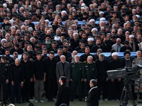 Brigadier General Esmail Qaani, the head of the Revolutionary Guards' Quds Force, attends a prayer during a public farewell ceremony to pay their respects to late Supreme Leader Ayatollah Ali Khamenei, who was killed on February 28 in Israeli and U.S