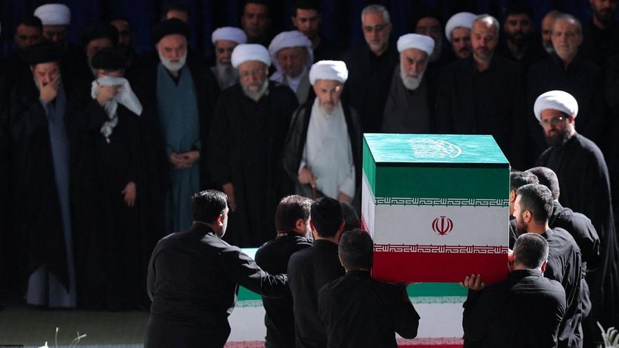 Mourners attend a public farewell ceremony to pay their respects to late Supreme Leader Ayatollah Ali Khamenei, who was killed on February 28 in Israeli and U.S. airstrikes, at the Imam Khomeini Grand Mosalla, in Tehran, Iran July 5, 2026. Office of