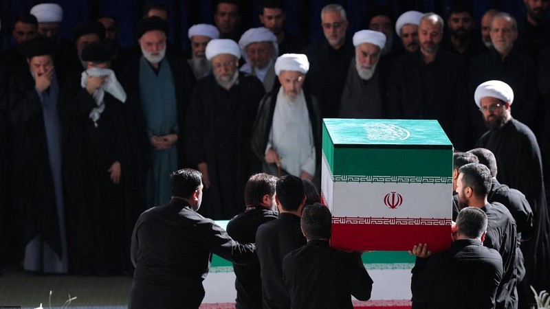 Mourners attend a public farewell ceremony to pay their respects to late Supreme Leader Ayatollah Ali Khamenei, who was killed on February 28 in Israeli and U.S. airstrikes, at the Imam Khomeini Grand Mosalla, in Tehran, Iran July 5, 2026. Office of