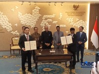 Penandatanganan MoU antara KEK Singhasari & Indian Institute of Management Bangalore, Senin (6/7/2026). (CNBC Indonesia/Robertus Andrianto)