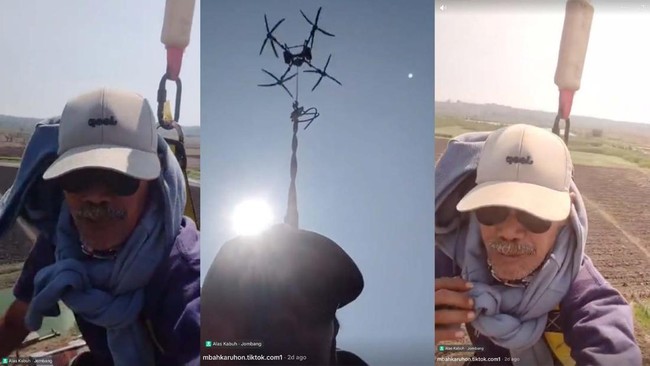 Petani Jombang Viral Pulang dari Kebun Terbang Pakai Drone