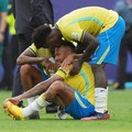 Soccer Football - FIFA World Cup 2026 - Round of 16 - Brazil v Norway - New York New Jersey Stadium, East Rutherford, New Jersey, U.S. - July 5, 2026 Brazil's Neymar, Raphinha and Vinicius Junior look dejected after the match as Brazil are eliminated