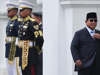 Presiden RI Prabowo Subianto menerima kunjungan kenegaraan PM Singapur Lawrence Wong , Istana Merdeka, 7 Juli 2026. (Reuters Willy Kurniawan)