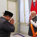 Presiden RI Prabowo Subianto menganugerahkan tanda kehormatan tertinggi, Bintang Republik Indonesia Adipurna, kepada Perdana Menteri India Narendra Modi di Istana Merdeka, Jakarta, Selasa, (7/7/2026). (Instagram/narendramodi)