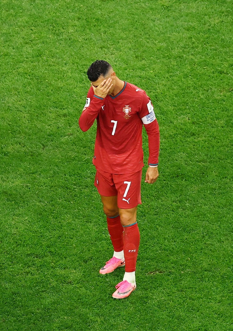 Soccer Football - FIFA World Cup 2026 - Round of 16 - Portugal v Spain - Dallas Stadium, Arlington, Texas, U.S. - July 6, 2026 Portugal's Cristiano Ronaldo looks dejected after the match following their elimination from the World Cup REUTERS/Issei Kato