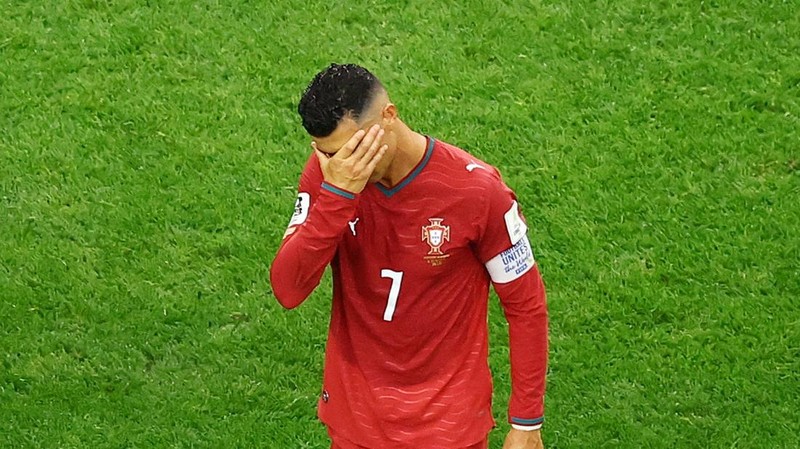 Soccer Football - FIFA World Cup 2026 - Round of 16 - Portugal v Spain - Dallas Stadium, Arlington, Texas, U.S. - July 6, 2026 Portugal's Cristiano Ronaldo looks dejected after the match following their elimination from the World Cup REUTERS/Issei Ka