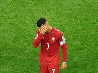 Soccer Football - FIFA World Cup 2026 - Round of 16 - Portugal v Spain - Dallas Stadium, Arlington, Texas, U.S. - July 6, 2026 Portugal's Cristiano Ronaldo looks dejected after the match following their elimination from the World Cup REUTERS/Issei Ka