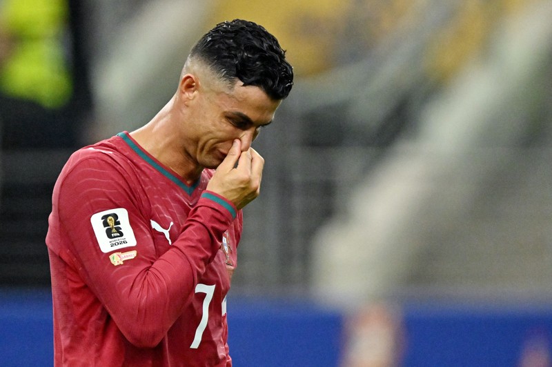 Soccer Football - FIFA World Cup 2026 - Round of 16 - Portugal v Spain - Dallas Stadium, Arlington, Texas, U.S. - July 6, 2026 Portugal's Cristiano Ronaldo looks dejected after the match following their elimination from the World Cup REUTERS/Issei Kato