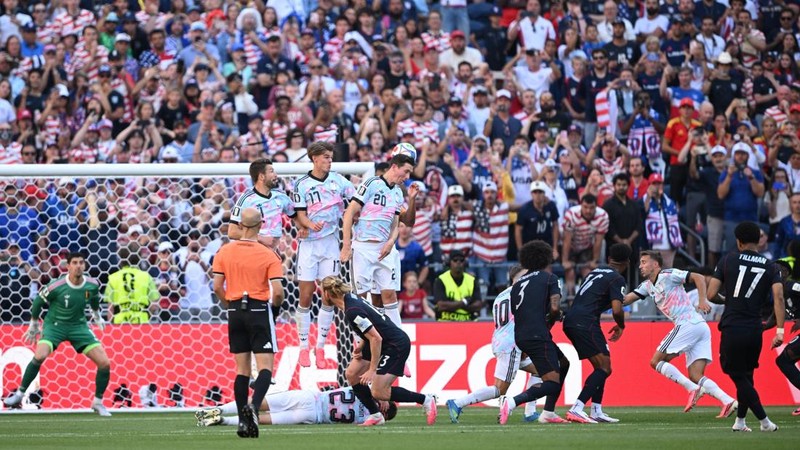 Soccer Football - FIFA World Cup 2026 - Round of 16 - United States v Belgium - Seattle Stadium, Seattle, Washington, U.S. - July 6, 2026 Malik Tillman of the U.S. scores their first goal from a free-kick IMAGN IMAGES via Reuters/Troy Wayrynen