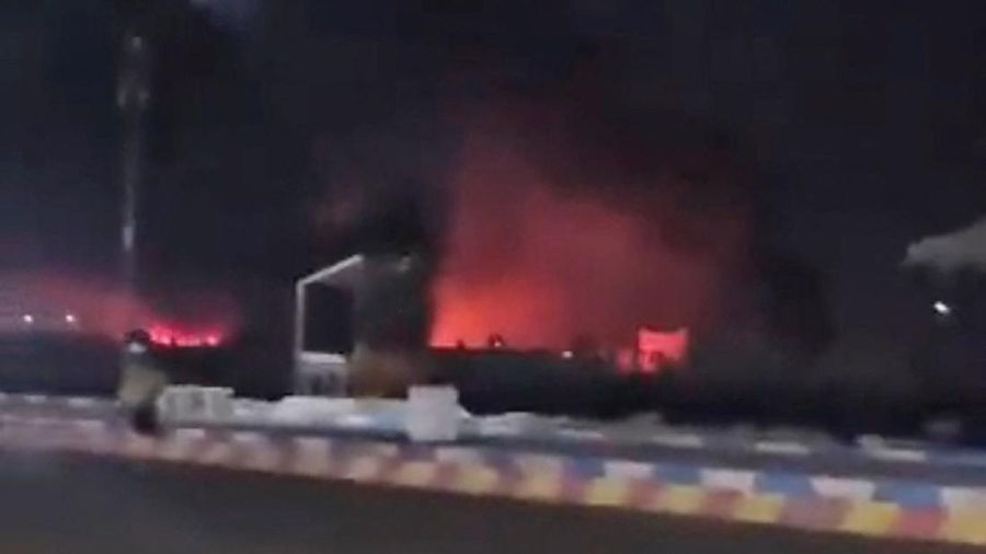 Smoke rises from a fire after an explosion, amid reports of explosions by Iranian state media, in Bandar Abbas, Hormozgan Province, Iran in this screengrab obtained from a social media video released July 8, 2026. Social Media/via REUTERS  THIS IMAGE