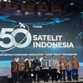 Kepala Badan Riset dan Inovasi Nasional (BRIN) Arif Satria dalam acara Peringatan 50 Tahun Satelit Indonesia, di Jakarta, Rabu (8/7/2026). (CNBC Indonesia/Novina Putri Bestari)