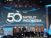 Kepala Badan Riset dan Inovasi Nasional (BRIN) Arif Satria dalam acara Peringatan 50 Tahun Satelit Indonesia, di Jakarta, Rabu (8/7/2026). (CNBC Indonesia/Novina Putri Bestari)