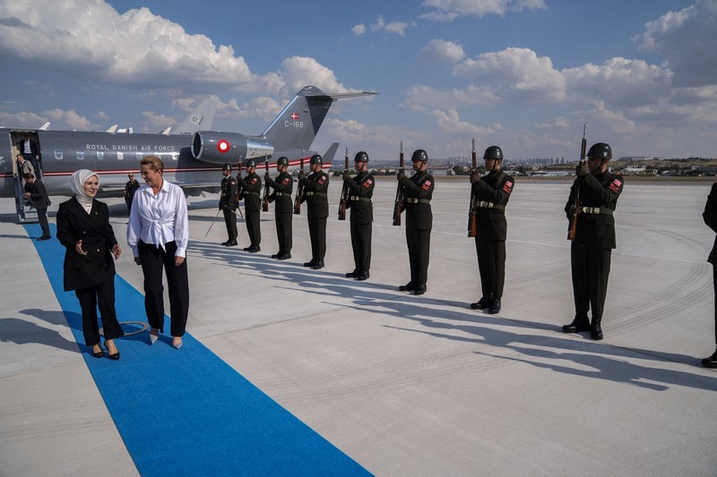 U.S. President Donald Trump shakes hands with Turkish President Recep Tayyip Erdogan during a formal arrival at the Bestepe Presidential Compound at the NATO summit in Ankara, Turkey, Tuesday, July 7, 2026.     Emrah Gurel/Pool via REUTERS