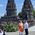 Presiden Prabowo Subianto dan Perdana Menteri India Narendra Modi mengunjungi Situs Candi Prambanan, Rabu (8/7/2027). (CNBC Indonesia/Emir Yanwardhana)