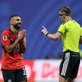Soccer Football - FIFA World Cup 2026 - Round of 16 - Argentina v Egypt - Atlanta Stadium, Atlanta, Georgia, U.S. - July 7, 2026 Egypt's Mohamed Salah reacts at referee Francois Letexier REUTERS/Paul Childs