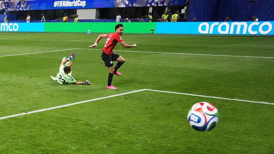 Soccer Football - FIFA World Cup 2026 - Round of 16 - Argentina v Egypt - Atlanta Stadium, Atlanta, Georgia, U.S. - July 7, 2026 Egypt's Mostafa Zico scores a goal before it was disallowed following a VAR review REUTERS/Omar Aziz