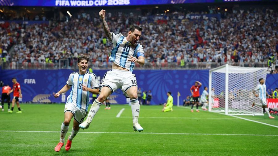 Soccer Football - FIFA World Cup 2026 - Round of 16 - Argentina v Egypt - Atlanta Stadium, Atlanta, Georgia, U.S. - July 7, 2026 Argentina's Lionel Messi celebrates scoring their second goal REUTERS/Carlos Barria