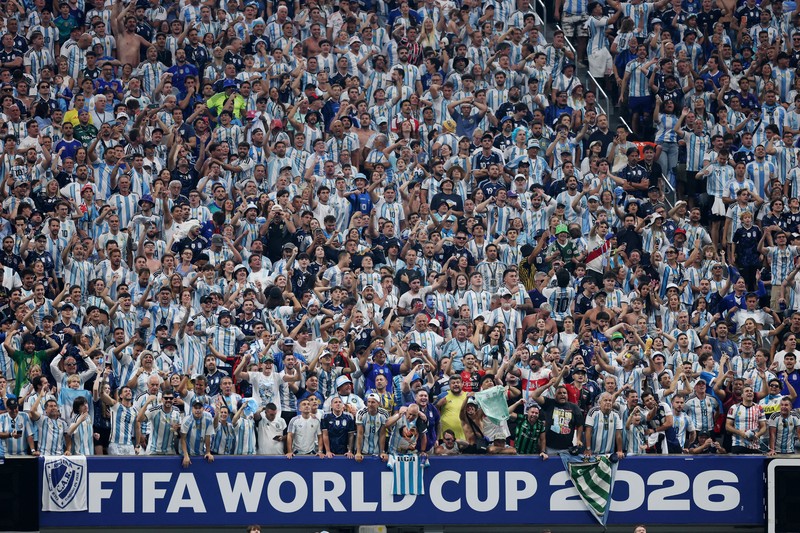 Soccer Football - FIFA World Cup 2026 - Round of 16 - Argentina v Egypt - Atlanta Stadium, Atlanta, Georgia, U.S. - July 7, 2026 Argentina's Lionel Messi is thrown in the air in celebration by teammates after the match as Argentina qualify for the quarter finals of the World Cup IMAGN IMAGES via Reuters/Brett Davis     TPX IMAGES OF THE DAY